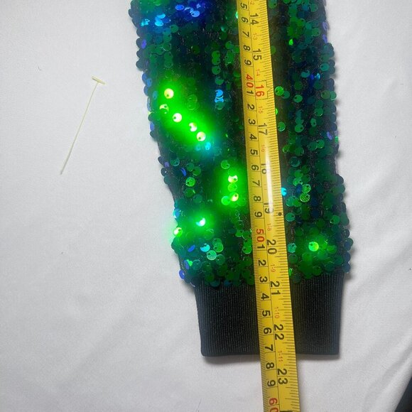Anna-Kaci Mermaid Sequin Pullover Top Small Green Blue Sparkle Long Sleeve - Picture 5 of 7